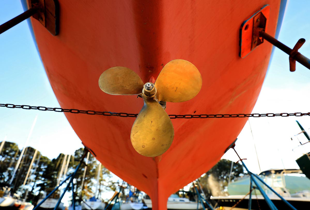 Boats in storage for the winter at Regent Point Marina
